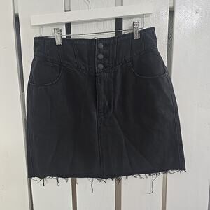 Hollister‎ Ultra High-Rise Mini Skirt Size 11/w30 Black Denim Western Preppy